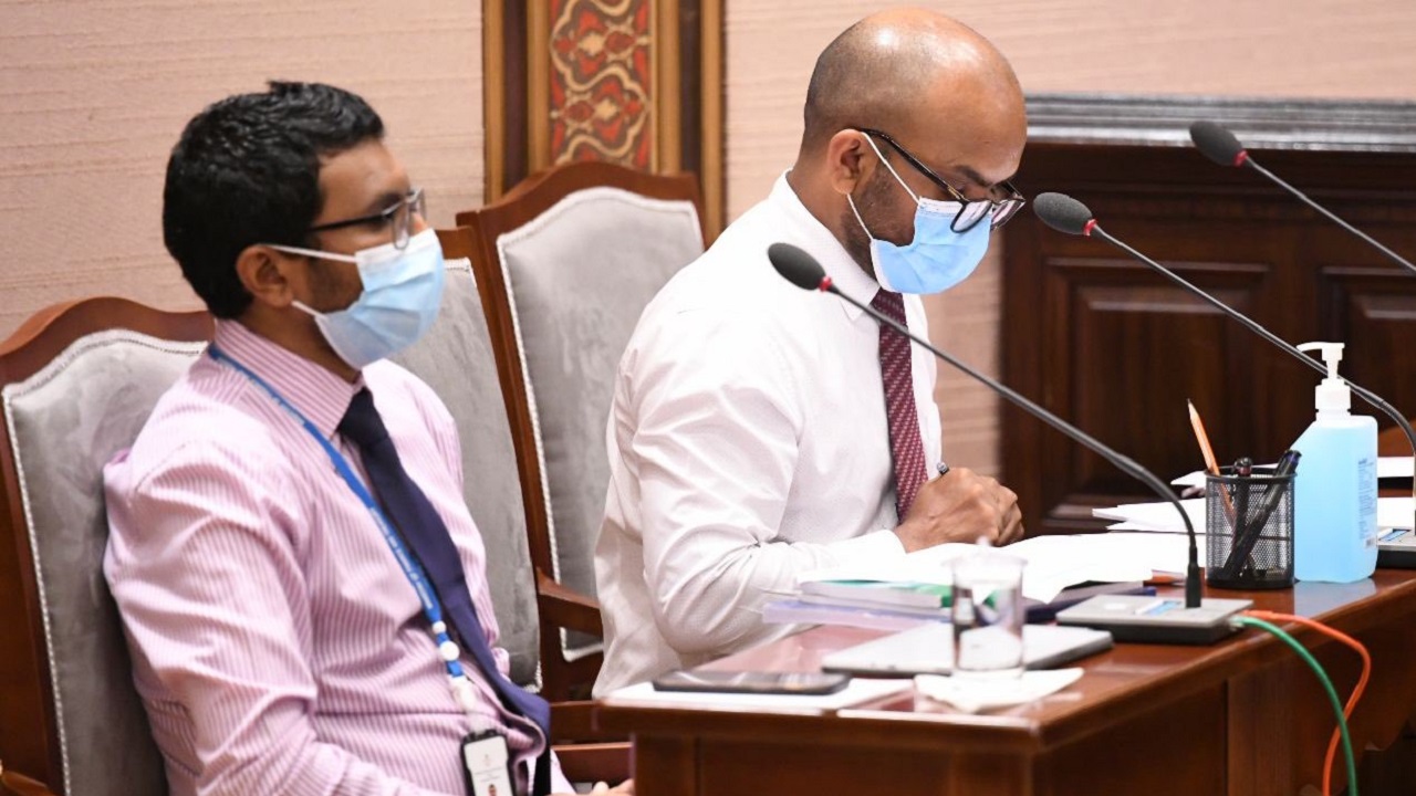 Minister of Finance, Ibrahim Ameer speaking at the Parliament