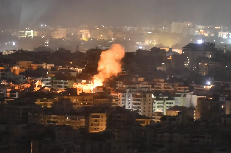 Smoke rises from the site of an Israeli air strike on a southern suburb of Beirut (AFP)