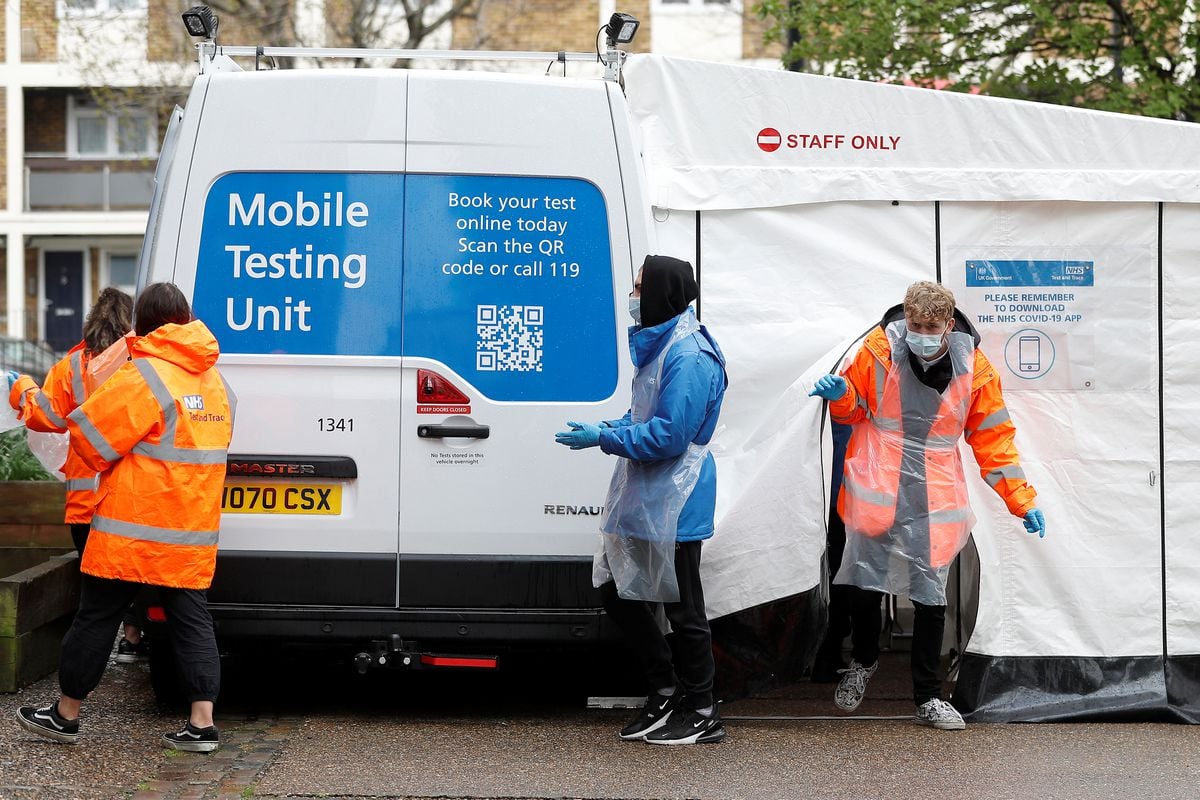 COVID-19 mobile testing unit in London, UK.