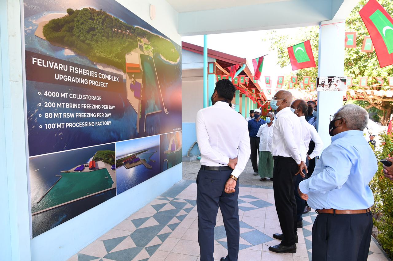 President Ibrahim Mohamed Solih visiting Felivaru Island in Lhaviyani Atoll.