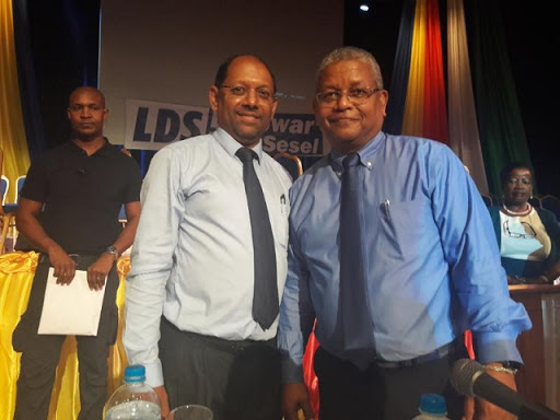 (Right to Left) Presidential candidate of Seychelles Wawel Ramkalawan and his running mate Ahmed Afif.