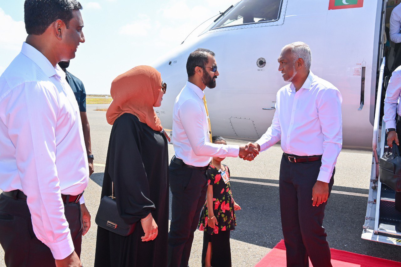 President arrives on Hoarafushi Island as part of his tour of several islands of Haa Alifu, Haa Dhaalu, Shaviyani, and Noonu Atolls