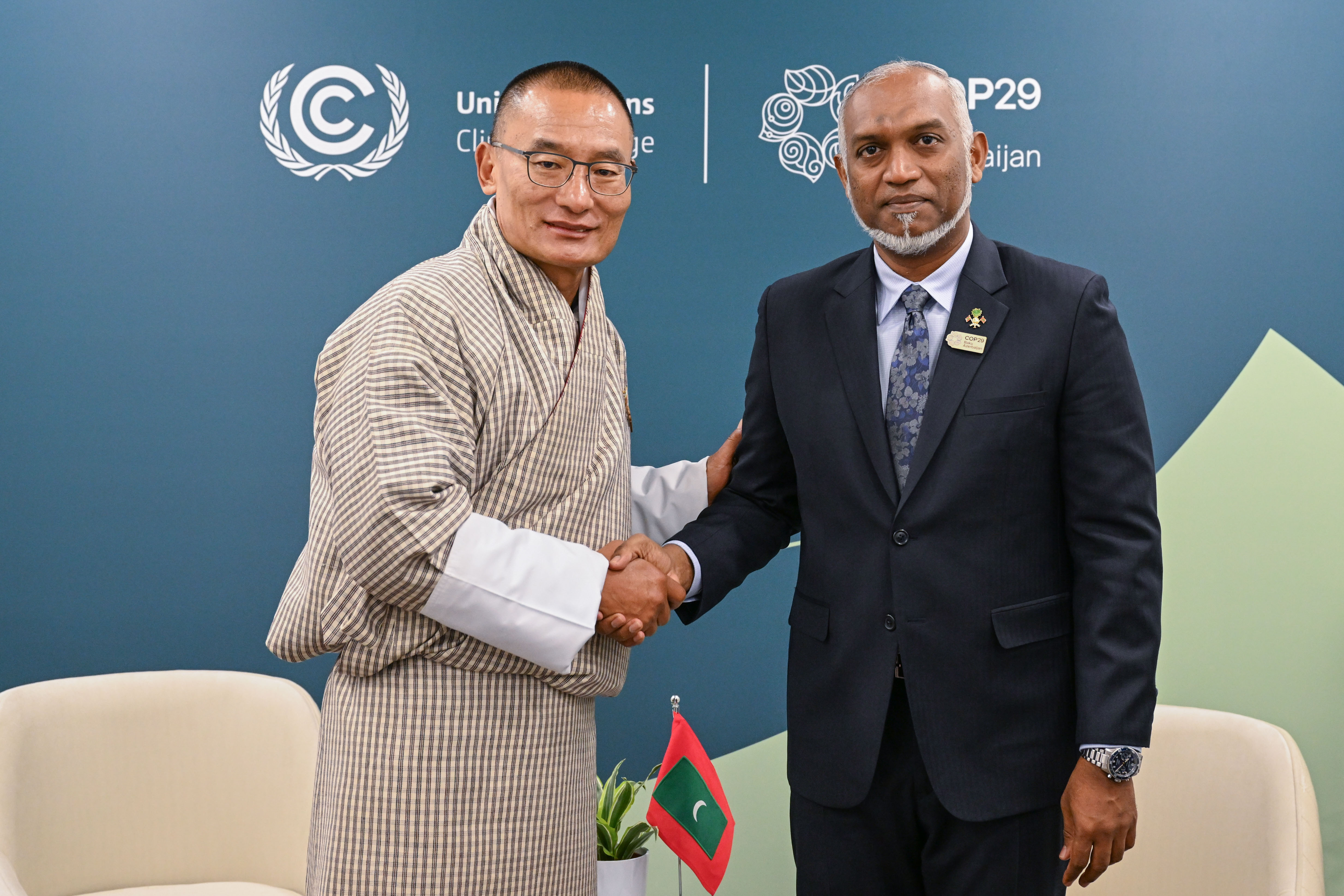 President Dr. Mohamed Muizzu with Prime Minister Tshering Tobgay of Bhutan