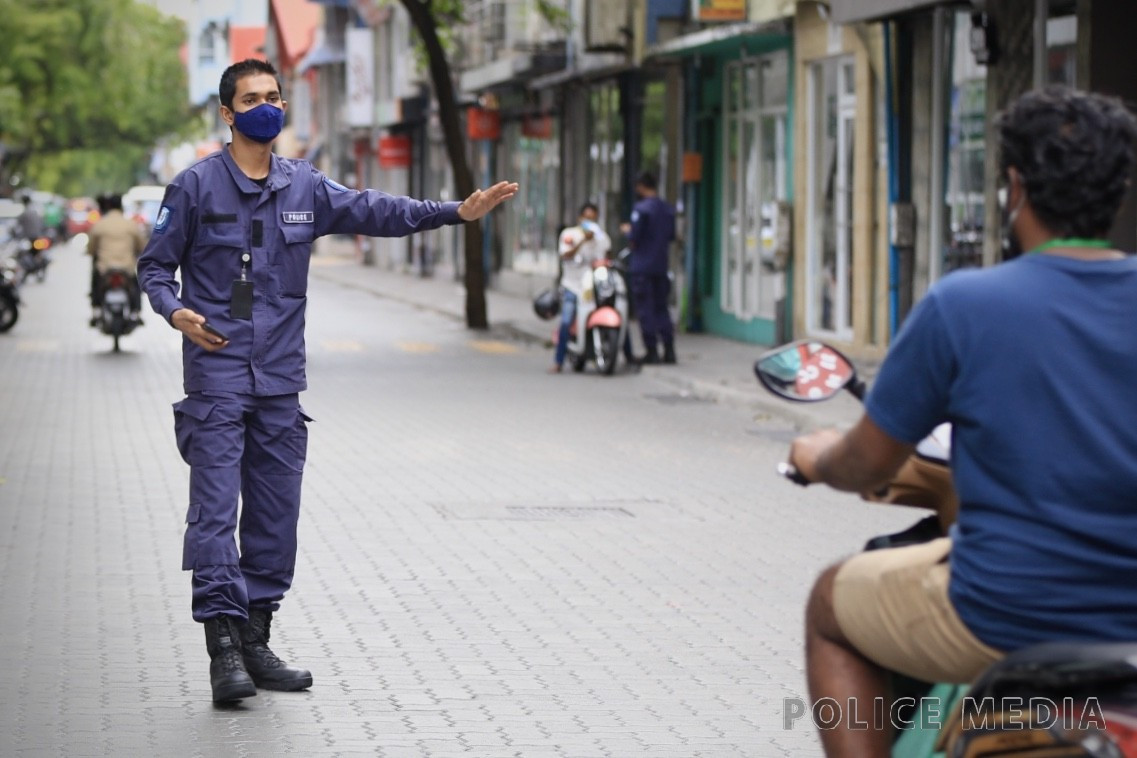 Police officer patrolling the streets of Male' City - Photo: Police Media