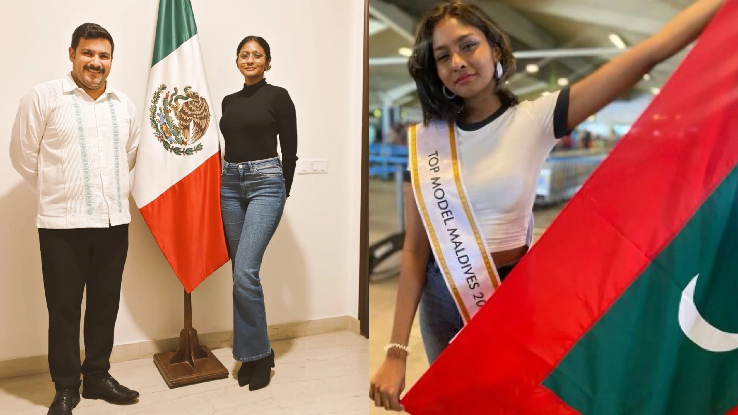 Maryam Shaina Naseem, a 21-year-old model, set to make history by representing the Maldives in the prestigious Miss Universe pageant.