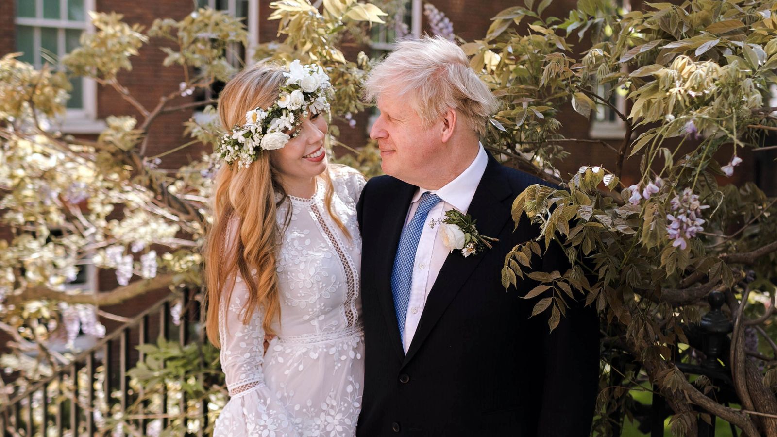 Boris Johnson and Carrie Johnson after their wedding ceremony.