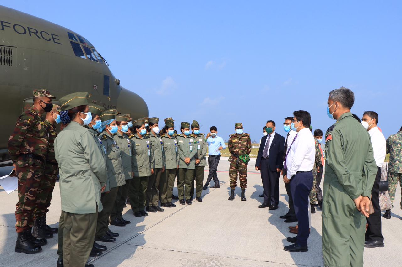 Bangladesh medical team being welcomed at Velana International Airport.