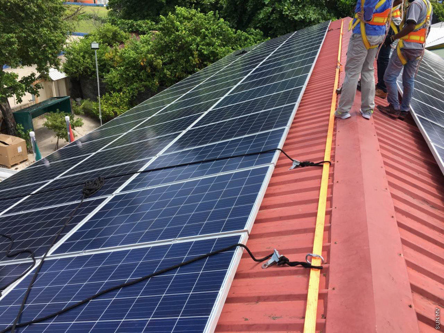 Installation of solar diesel hybrid systems in Maldives. (Photo/Ministry of Environment and Energy)