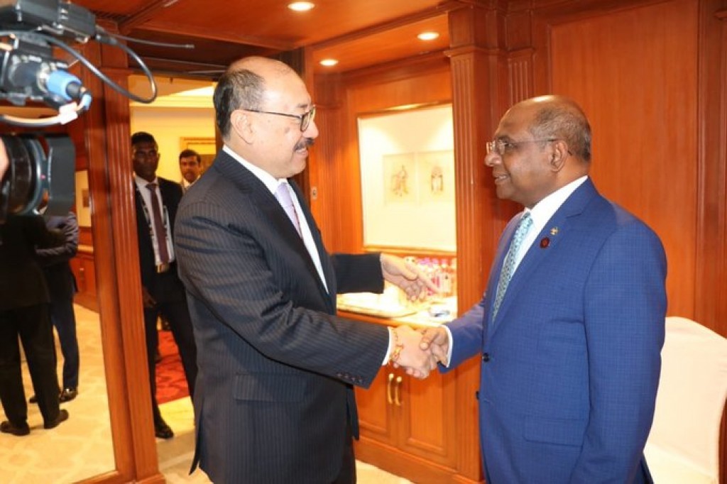 Foreign Secretary of the Republic of India, Harsh Vardhan Shringla and the Minister of Foreign Affairs Abdulla Shahid. Photo: Ministry of Foreign Affairs.