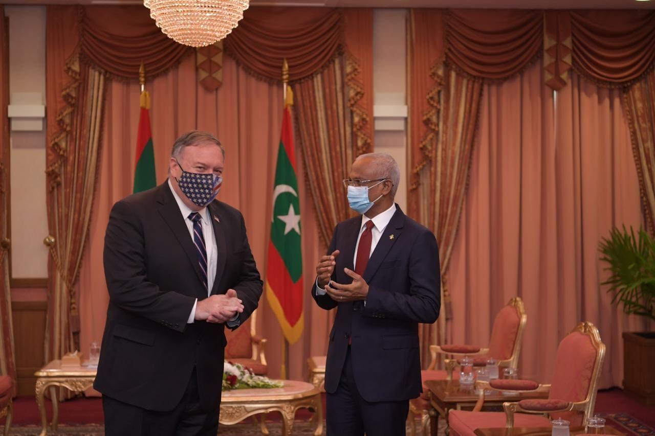 Secretary of State of the United States of America, Michael R. Pompeo and the President Ibrahim Mohamed Solih.