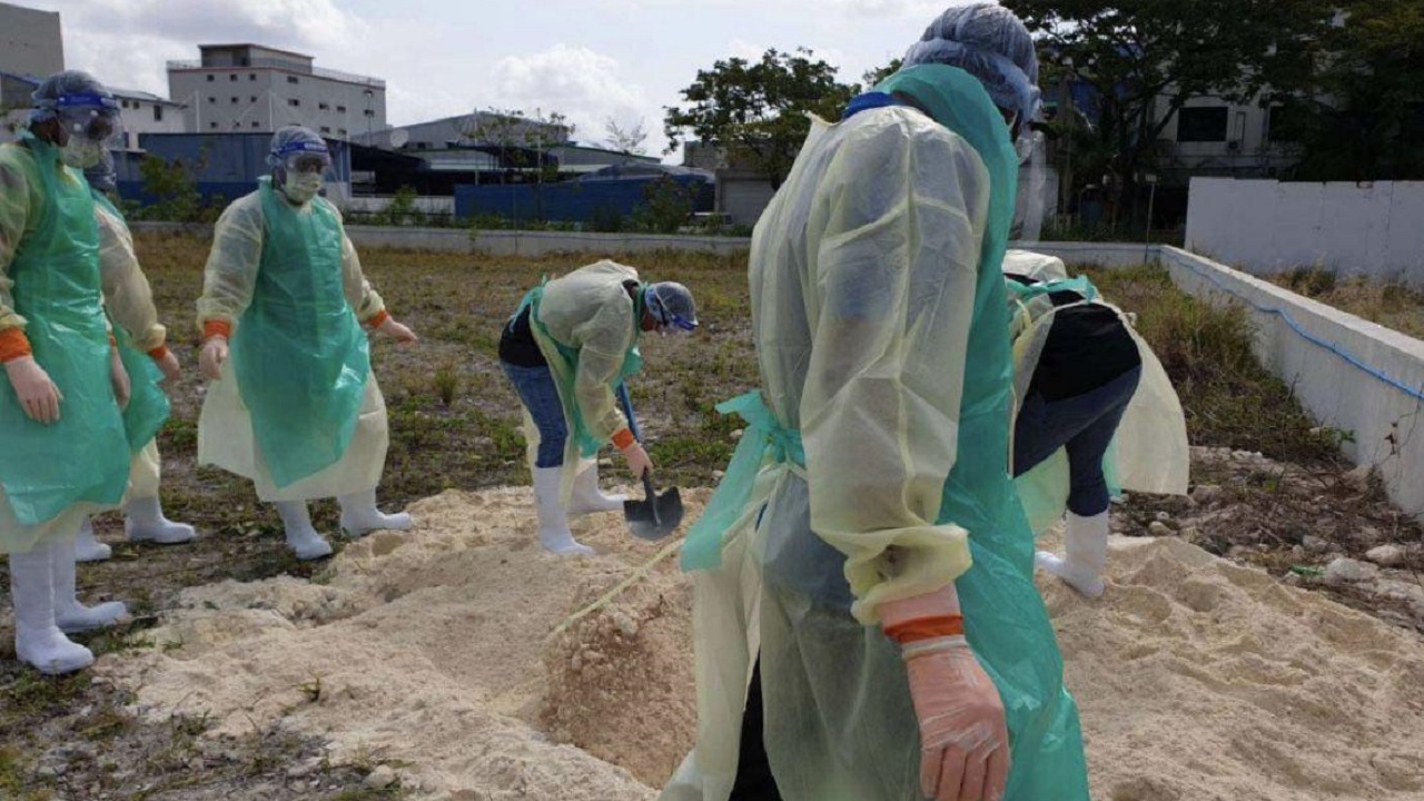 Burial service held for a Covid-19 patient.