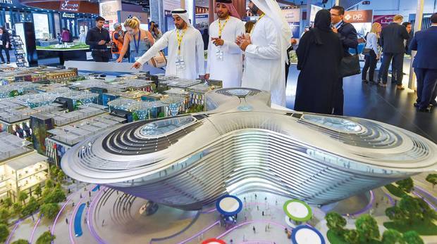 Visitors at Dubai Expo 2020 stand, on the first day of Cityscape Global 2017, at Dubai World Trade Centre and Exhibition halls, Dubai. Photo: Gulf News.