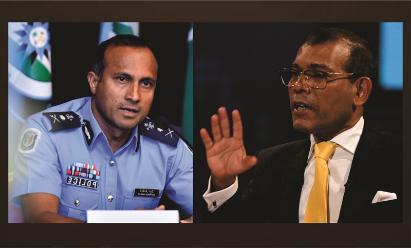 ރައީސް ނަޝީދު، އަދި ކަމިޝަނަރ އޮފް ޕޮލިސް މުހައްމަދު ހަމީދު، ފޮޓޯ:ރަސް އޮންލައިން