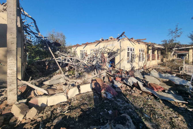 A damaged hospital building in Mrauk-U, Rakhine state, after an alleged military airstrike on Dec. 11, 2025. (Wai Hun Aung via AP)