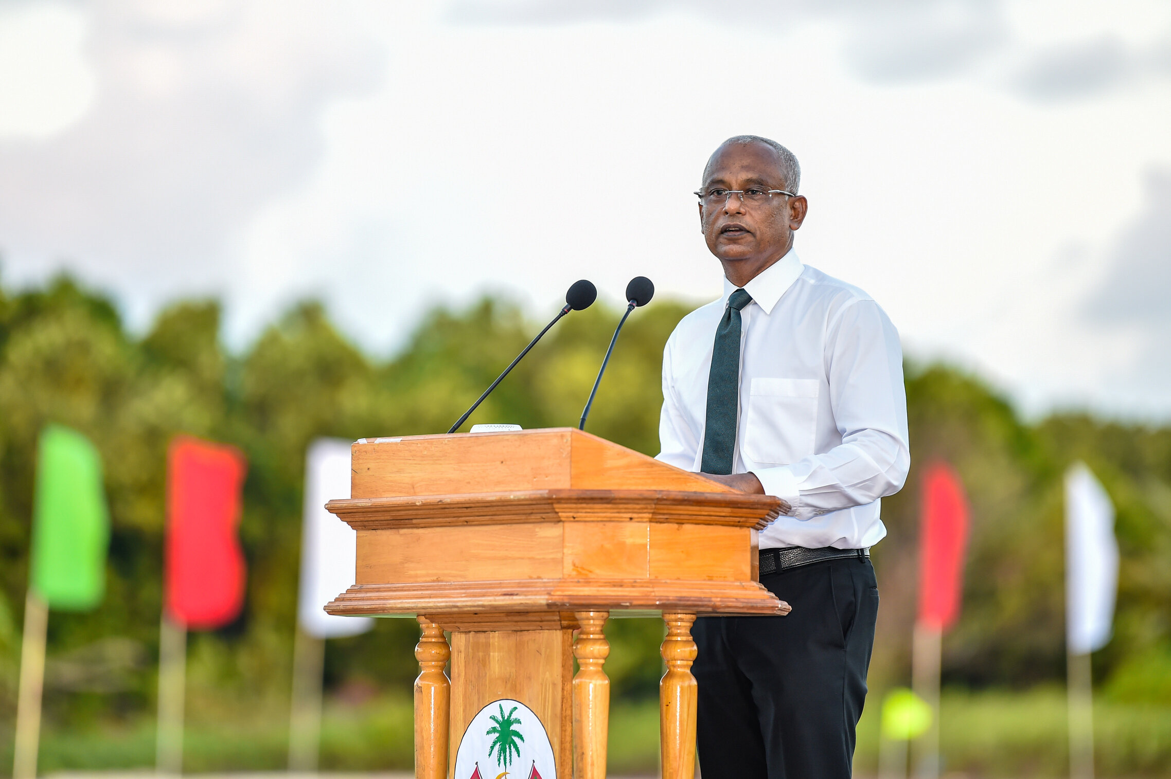 President Ibrahim Mohamed Solih speaking at the inauguration ceremony held at the Laamu Gan. Photo: President's Office.