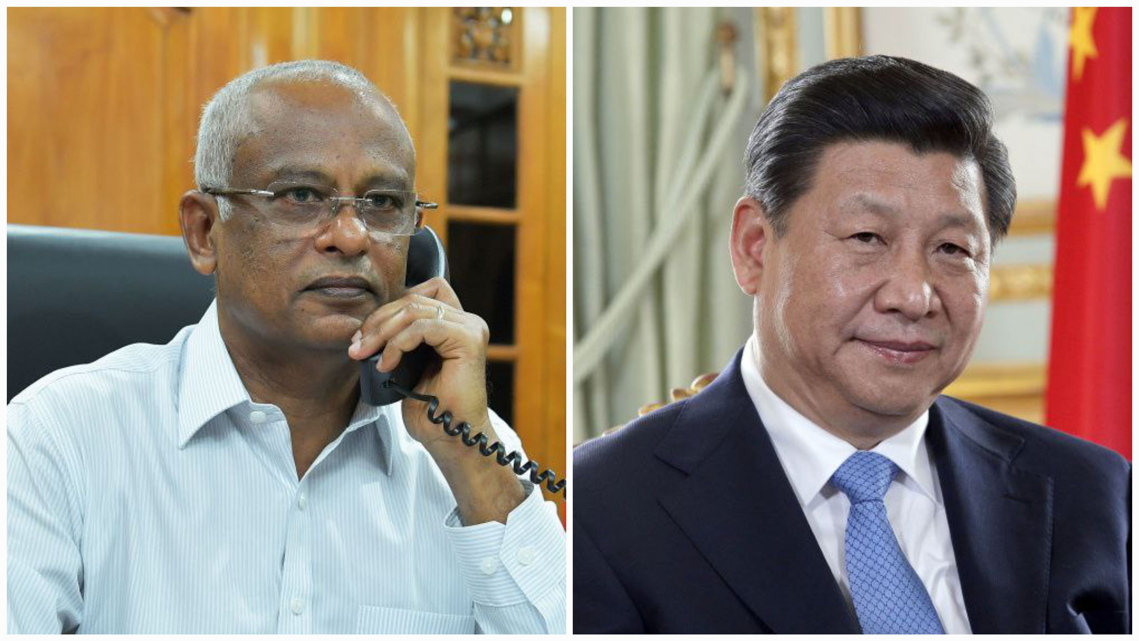 Pres Solih on the left side and Pres Xi on the right side