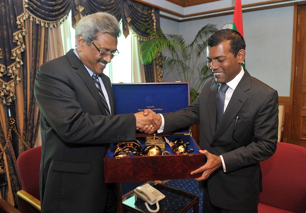 MDP President, Parliament Speaker, and former President Mohamed Nasheed and Sri Lankan President Gotabaya Rajapaksa.