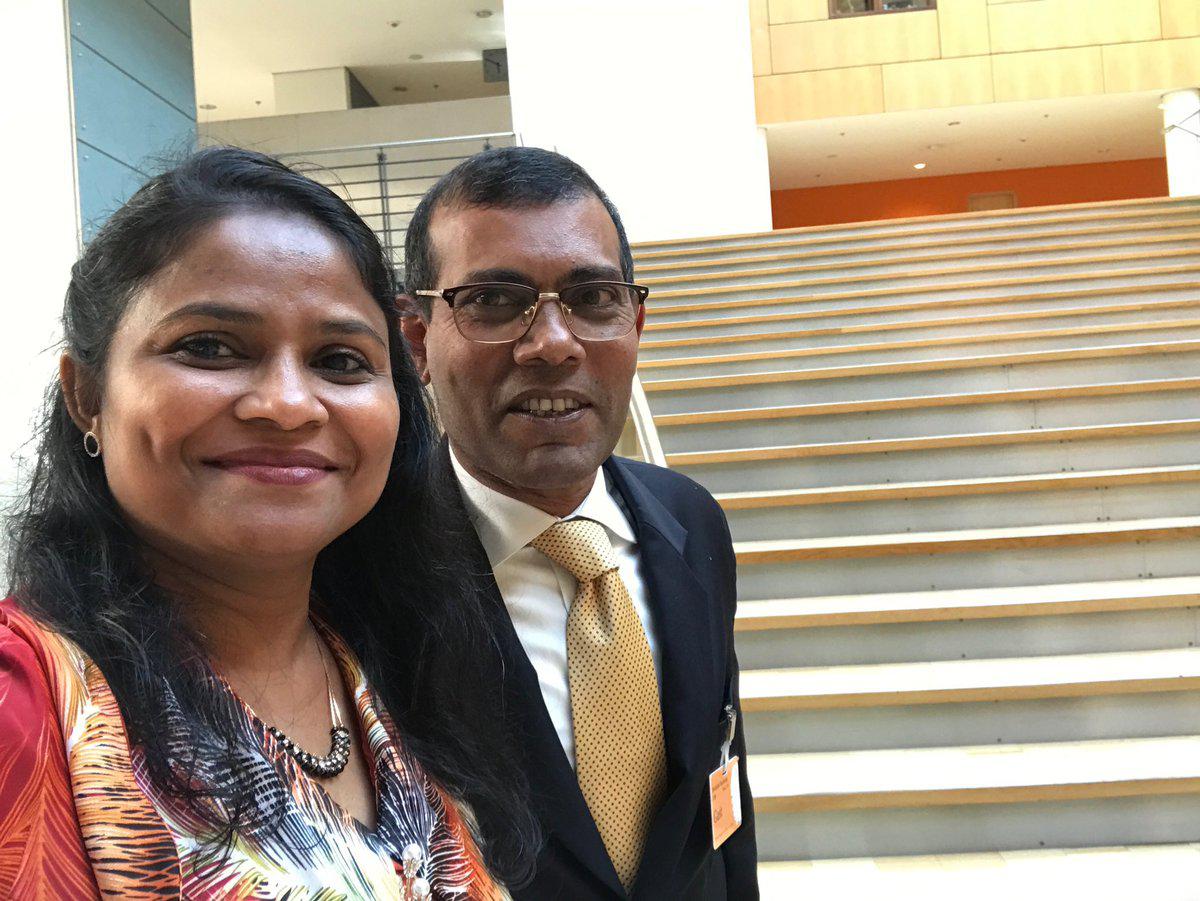 Vice President Maldives Reform Movement (MRM) party, Aminath Nadhira and Speaker of the Parliament Mohamed Nasheed.