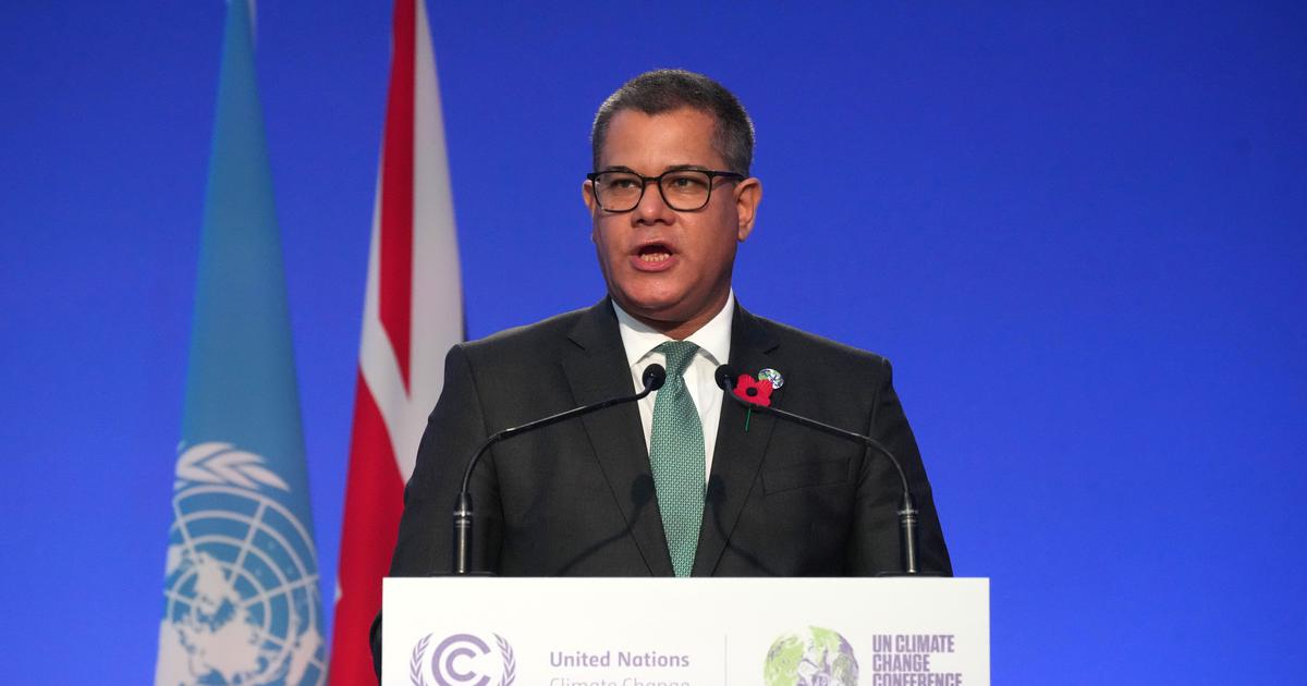 COP26 President Alok Sharma speaks at the opening ceremony of the summit on Sunday.