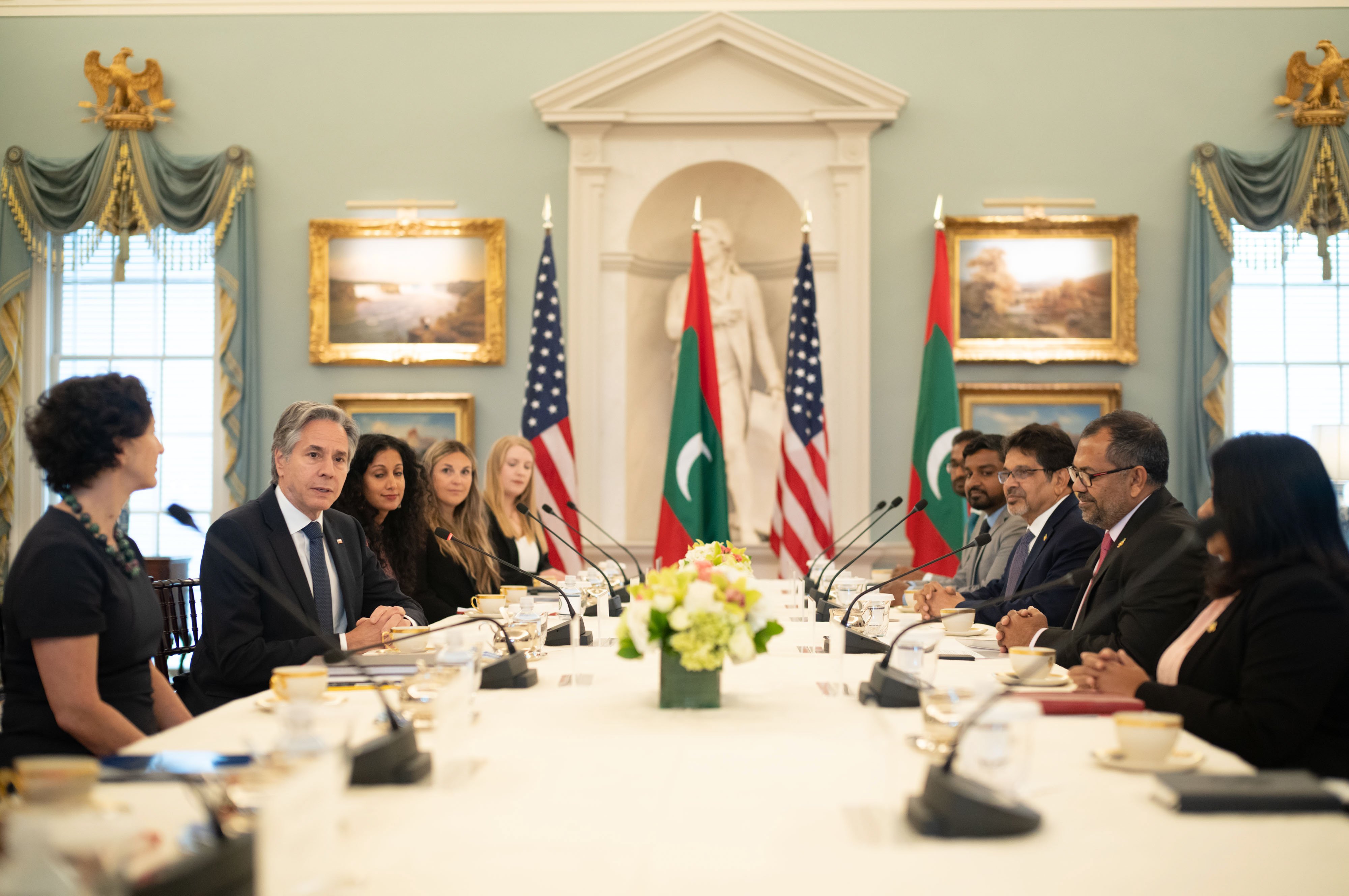 Minister Zameer meeting with the United States Secretary of State Antony Blinken.