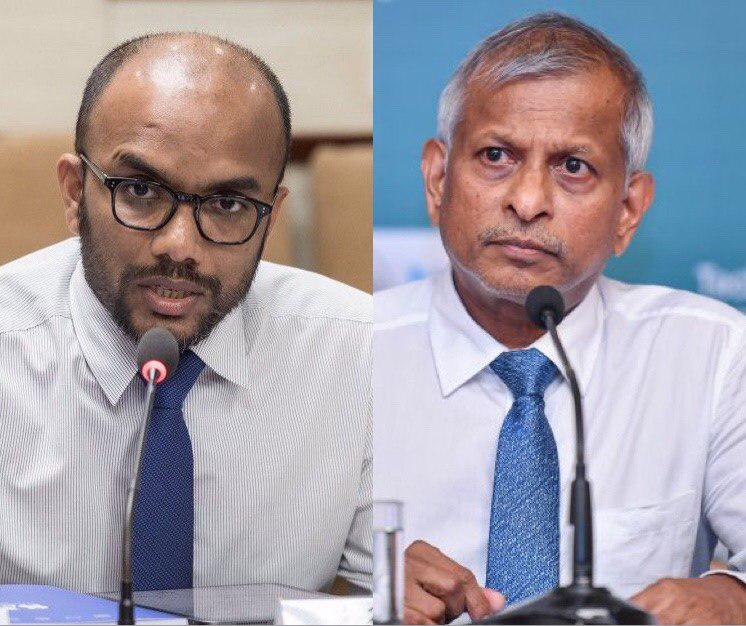 ފިނޭންސް މިނިސްޓަރު އިބްރާހިމް އަމީރު އާއި ގަވަރުނަރު އަލީ ހާޝިމް