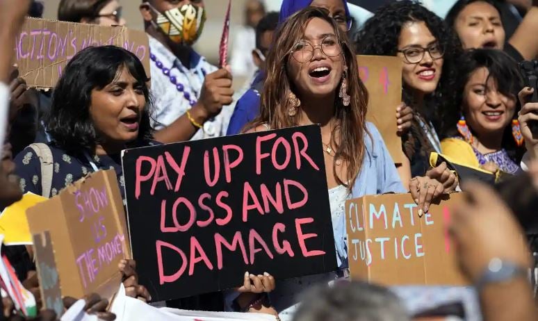 Fridays for Future protest calling for money for climate action at Cop27. Photo: AP