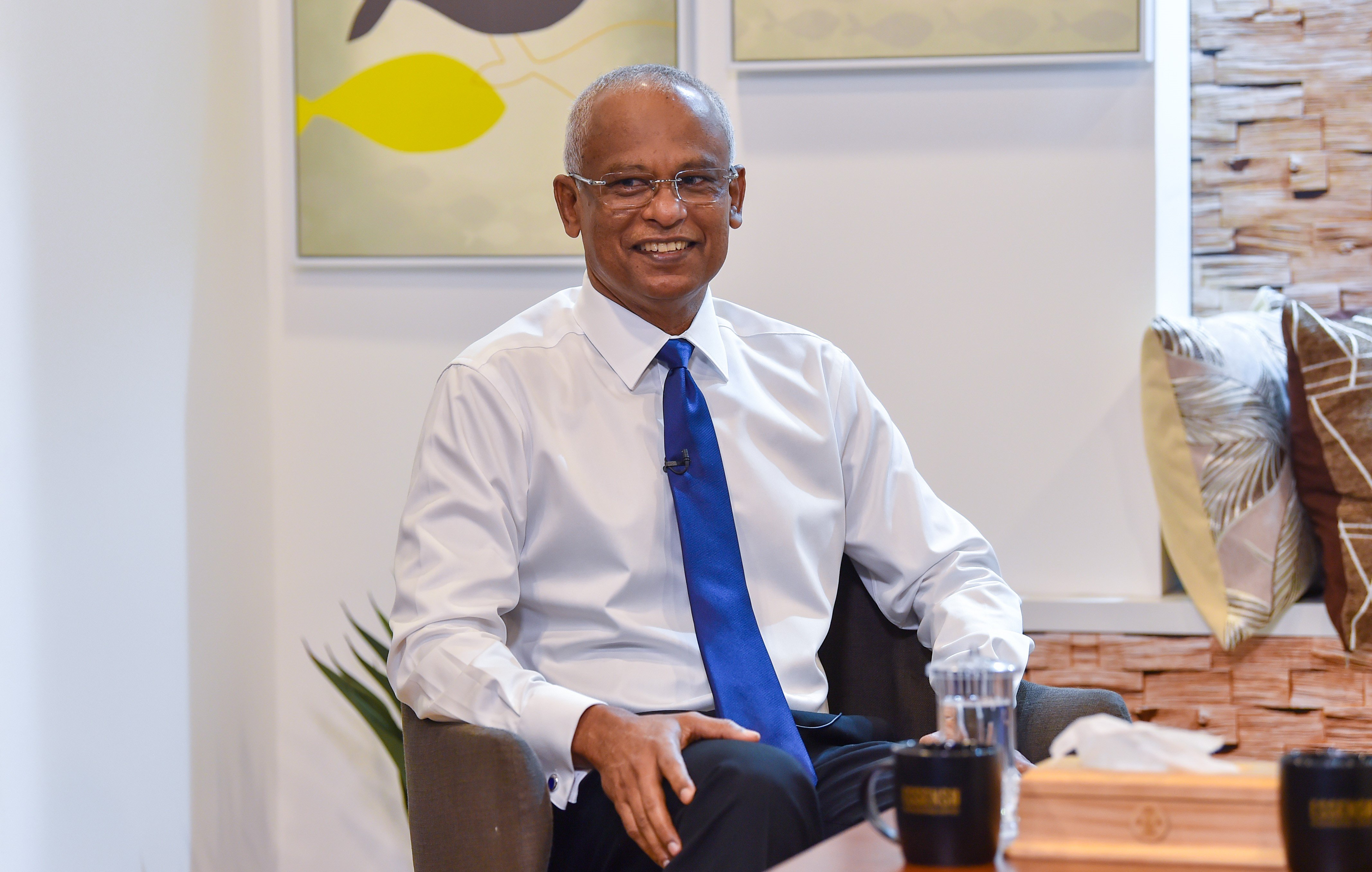 President Ibrahim Mohamed Solih appearing on RaajjeTV show 'Fashaairu'. Photo: Presidents Office.