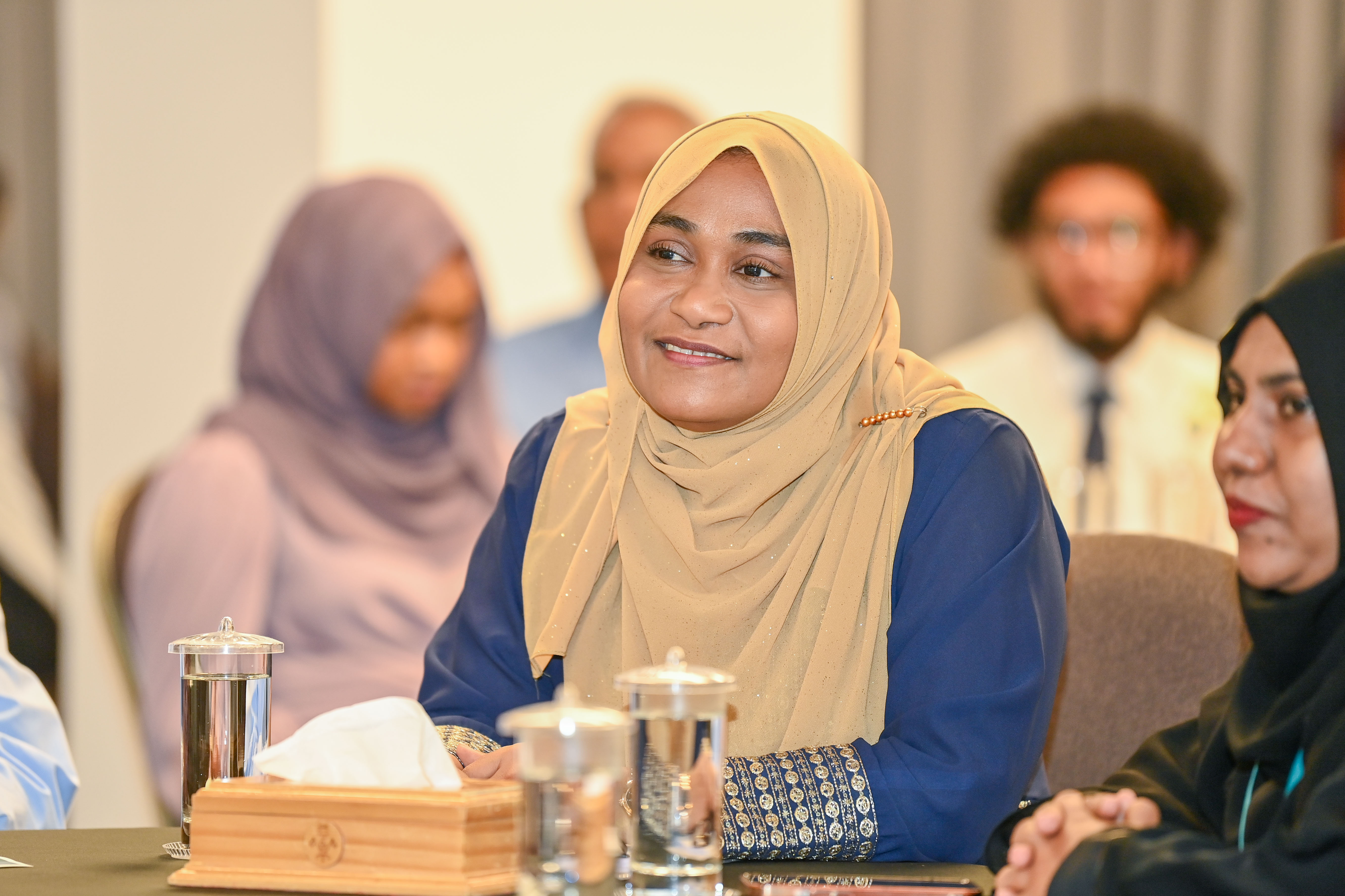 First Lady Sajidha Mohammed at the function held on to mark the start of the Gender Data Use in Policy Making Validation and Advocacy Workshop.