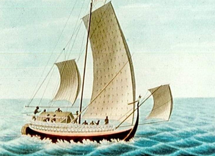 Maldive boat drawn by Willmott Christopher in 1835.