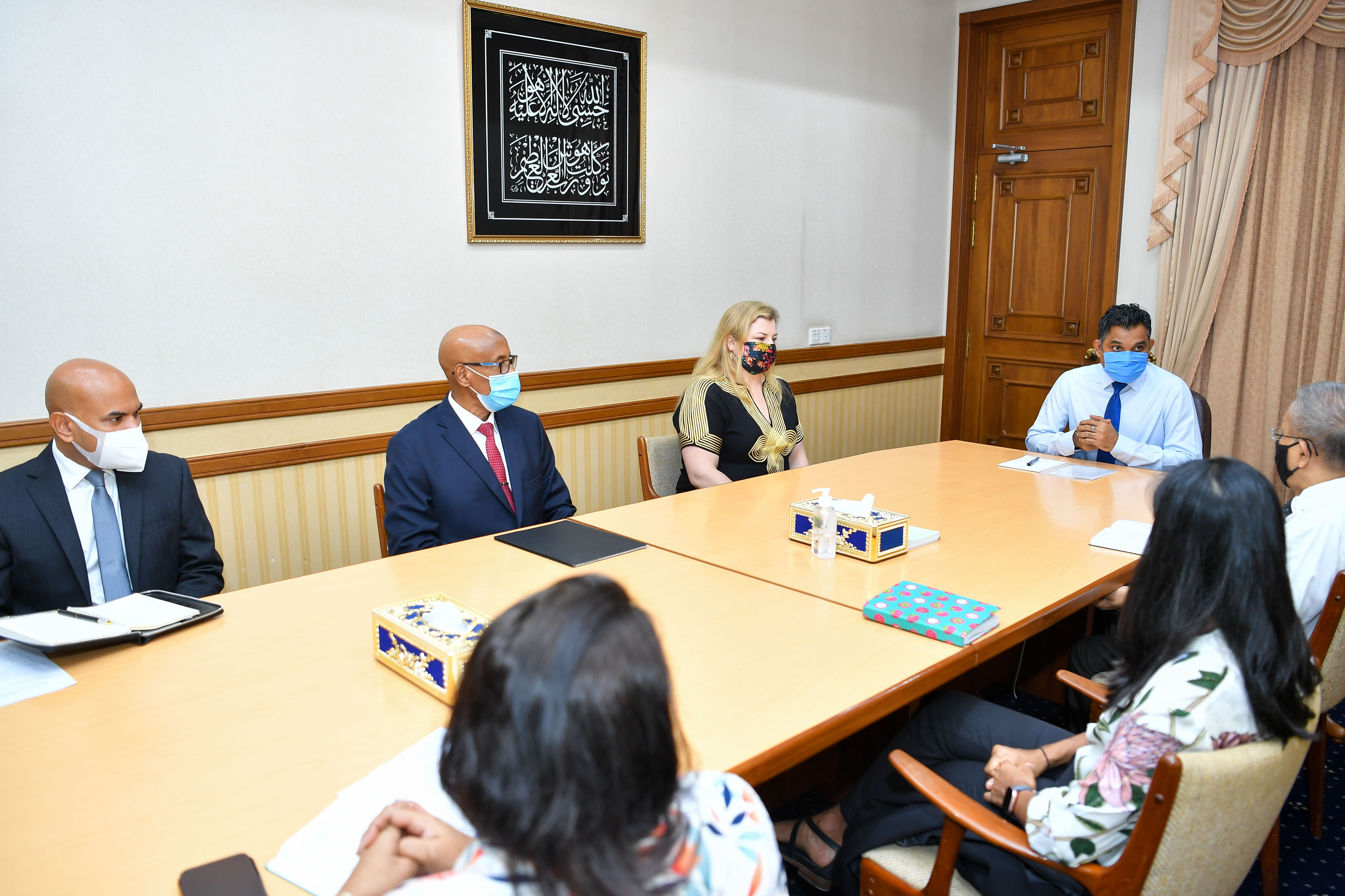 Vice President Faisal Naseem meeting with the United Nations Resident Coordinator to the Maldives, Ms. Catherine Haswell. Photo: Presidents Office.