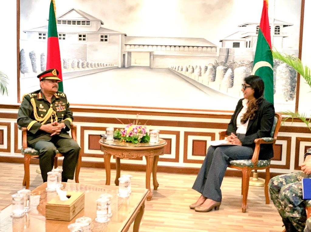 (Left to Right) Chief of Army Staff of Bangladesh General Aziz Ahmed and Minister of Defence Uza. Mariya Didi. Photo: Ministry of Defence