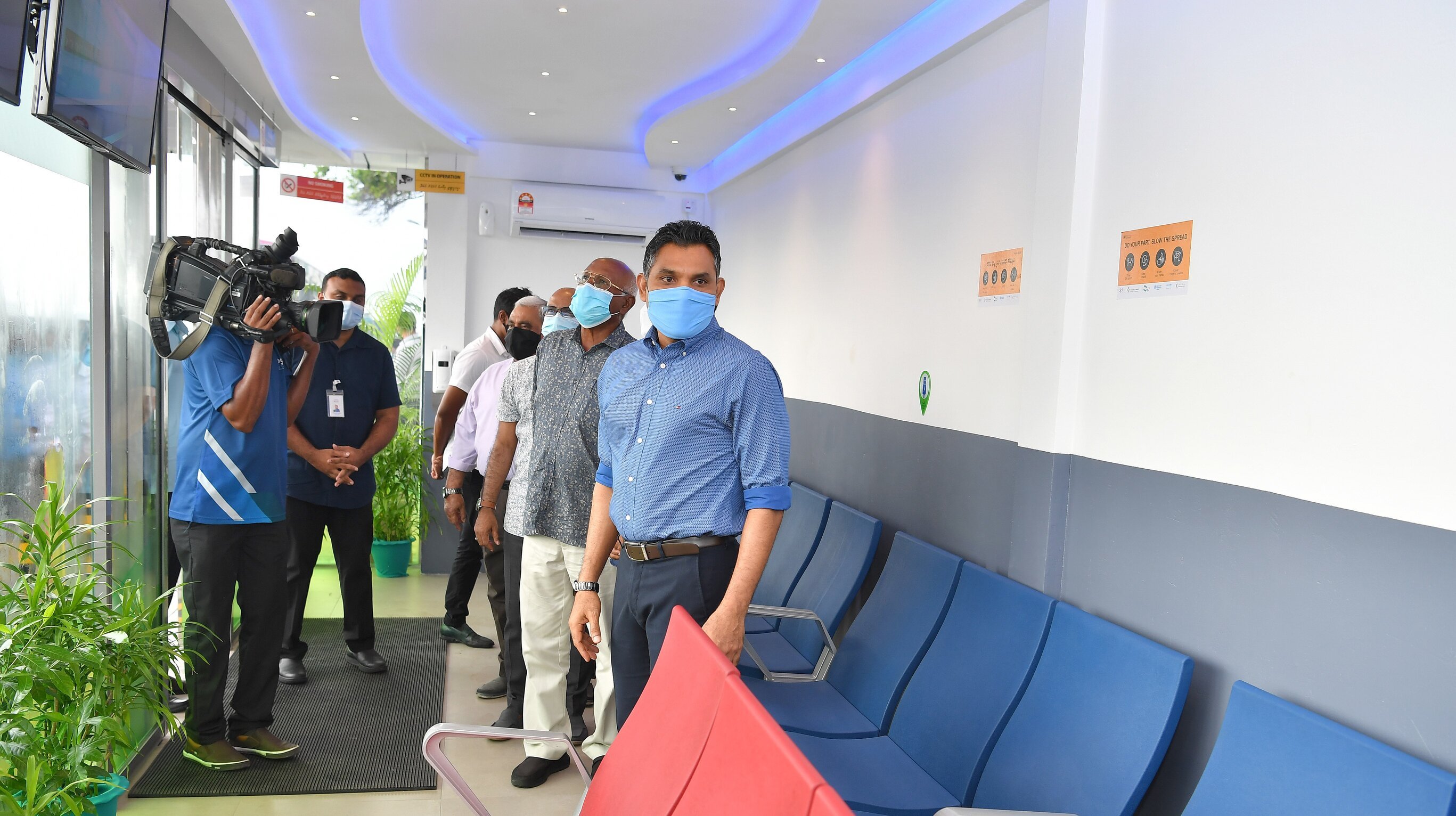 Vice President Faisal Naseem inaugurating the newly developed bus stop near STELCO. Photo: President's Office.