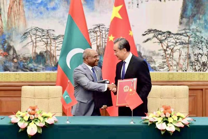 Minister of Foreign Affairs of the Maldives, Abdulla Shahid meeting with Minister of Foreign Affairs of the People’s Republic of China, His Excellency Wang Yi.