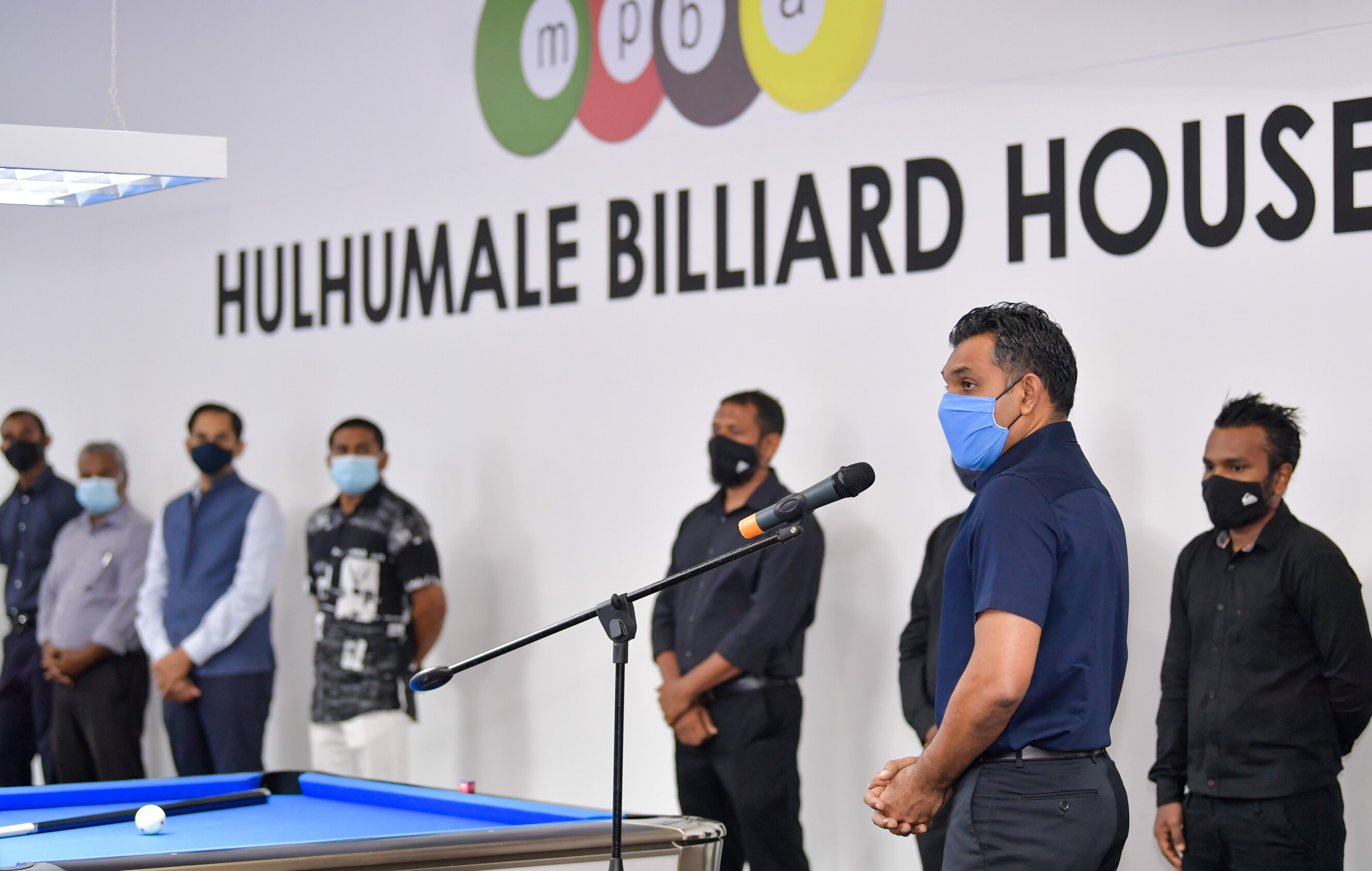 Vice President Faisal Naseem speaking at the opening ceremony of the ‘Hulhumalé Billiard House'.