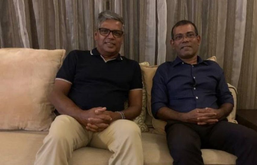 (Left to right) Former Deputy Speaker of the Parliament, Moosa Manik (Reeko) and President Nasheed