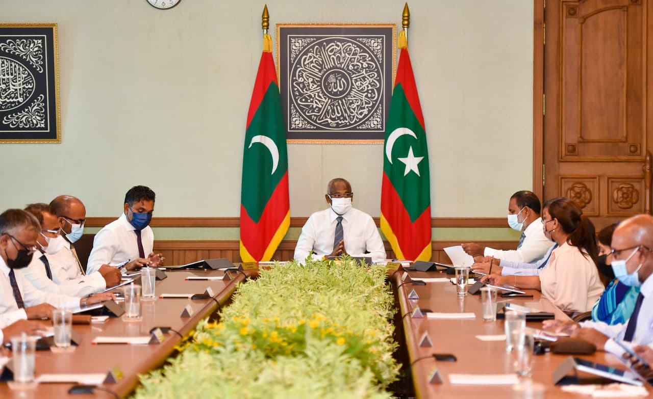 The cabinet meeting held at the President’s Office today.