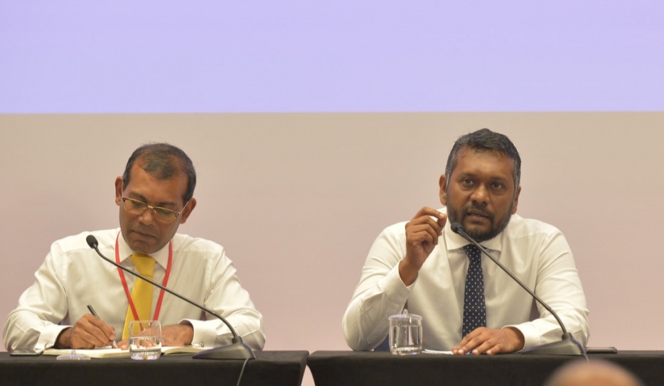 Fayyaz Ismail, the Chairman of ruling MDP and the Speaker of the Parliament, former President Nasheed.