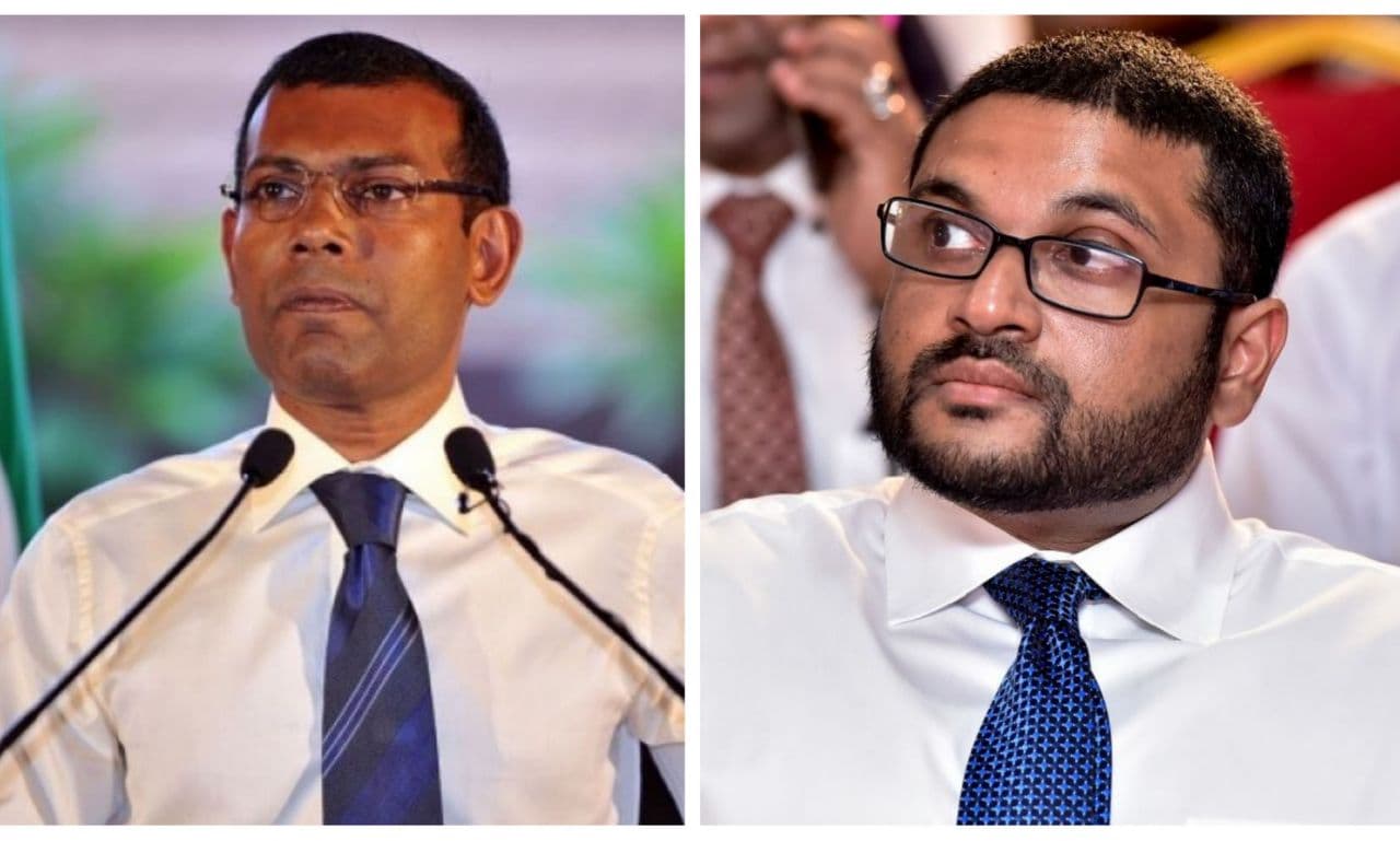 Speaker of the parliament, Mohamed Nasheed and Parliament member Ghassan Maumoon.