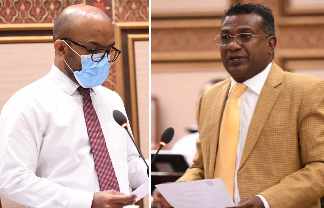 (Left) Finance Minister, Ibrahim Ameer and Parliament Member Abdulla Jabir (Right)