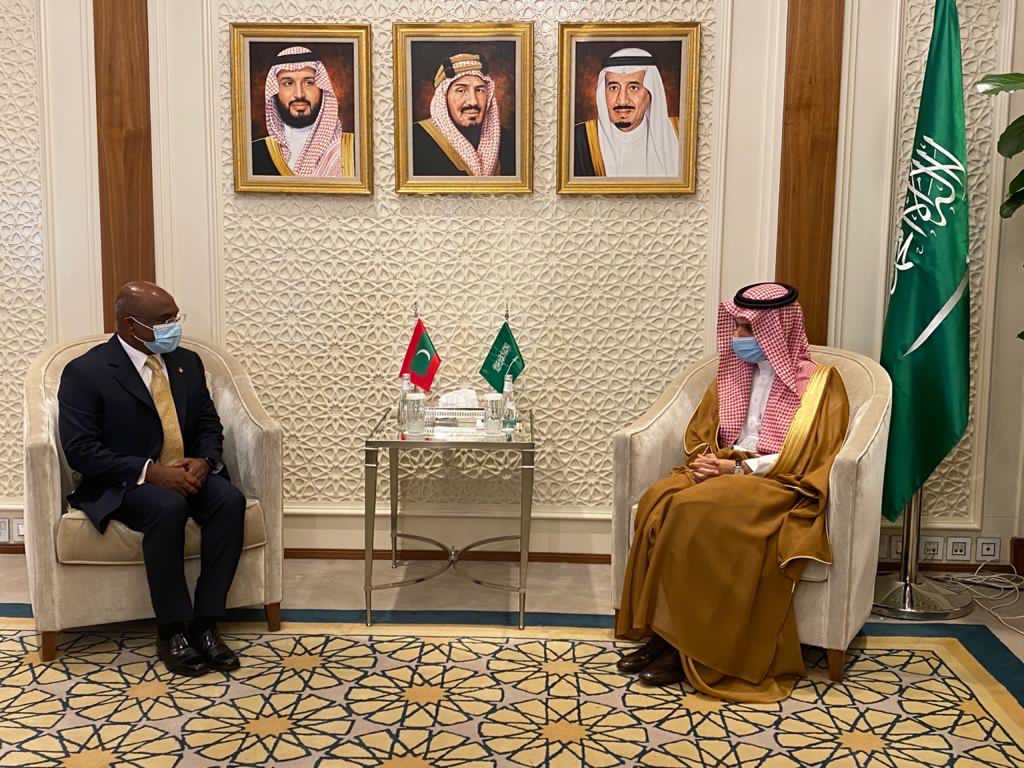 Minister of Foreign Affairs, Abdulla Shahid and the Minister of Foreign Affairs of Saudi Arabia, H.R.H. Prince Faisal bin Farhan Al Saud. Photo: Foreign Ministry.