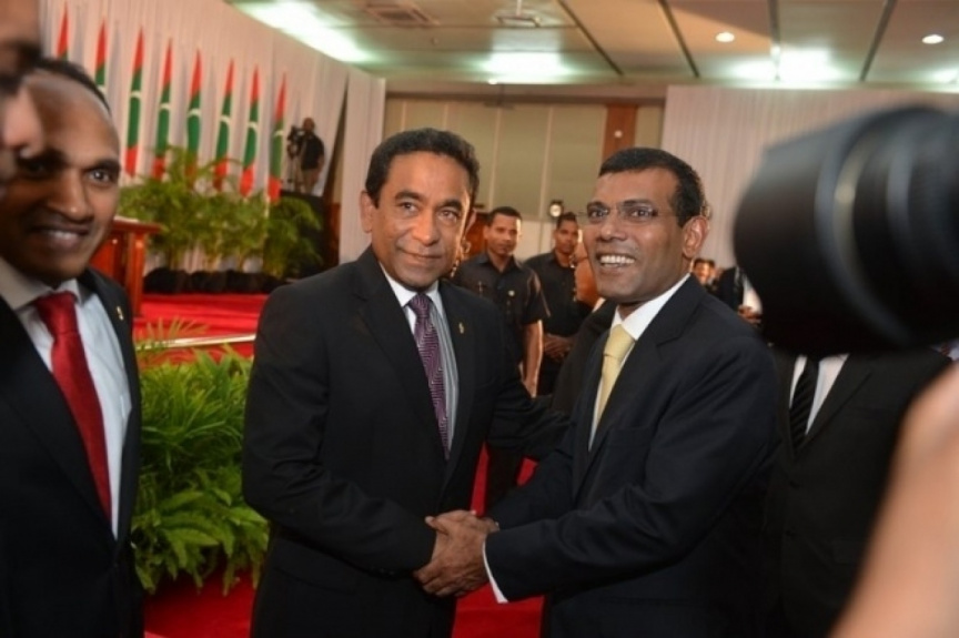 Former President Yameen Abdul Gayyoom and Speaker of the Parliament, Mohamed Nasheed. Photo: President's Office.