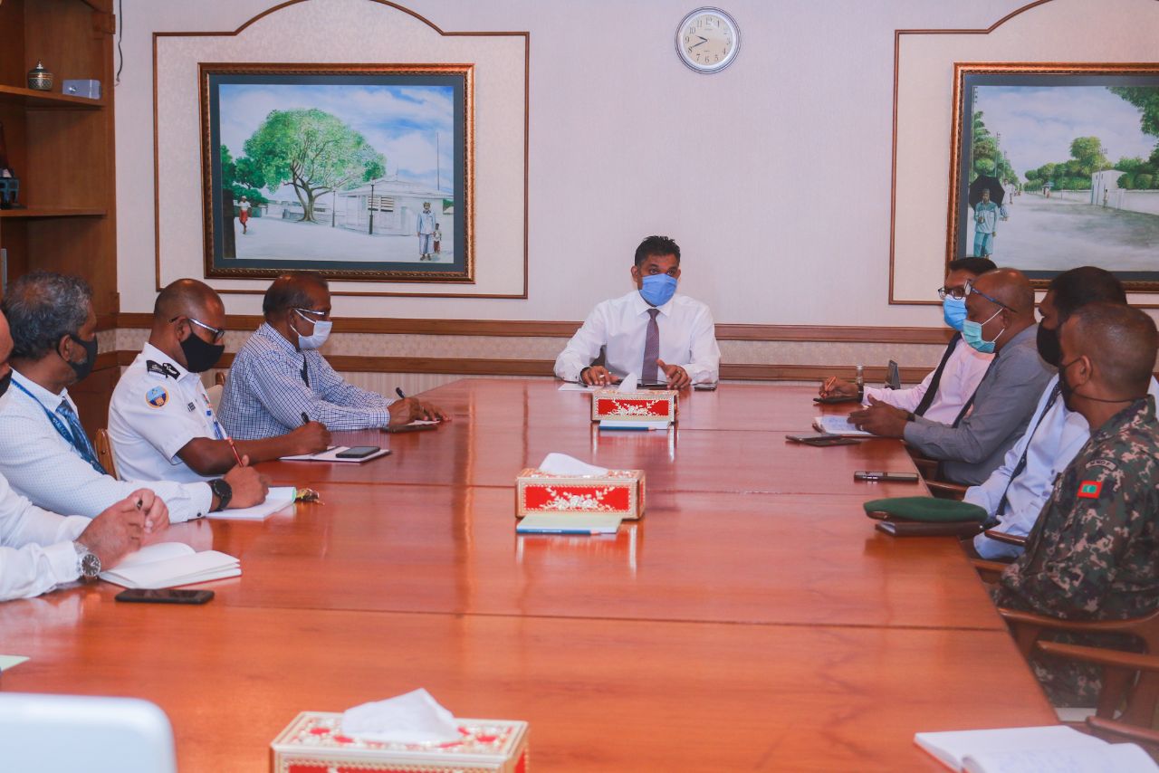 Vice President Faisal Naseem meeting with relevant stakeholders. Photo: President's Office.