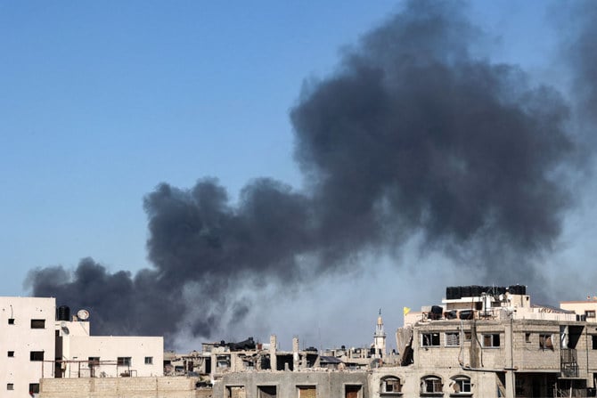 Smoke rises during Israeli bombardment in Jabalia in the northern Gaza Strip. (AFP)