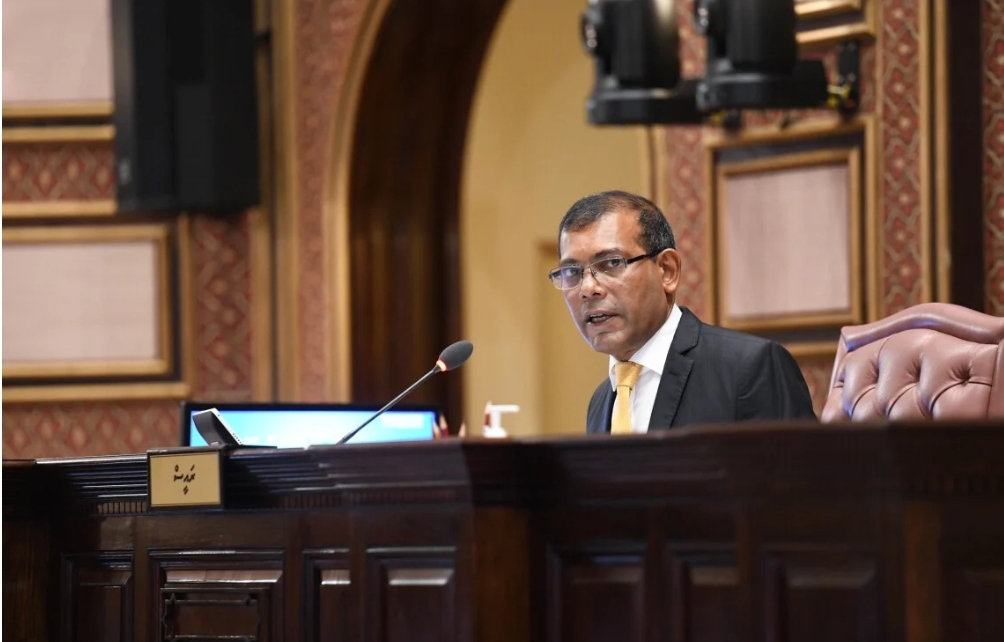 The Parliament Speaker and the former President Mohamed Nasheed. Photo: People's Majilis.