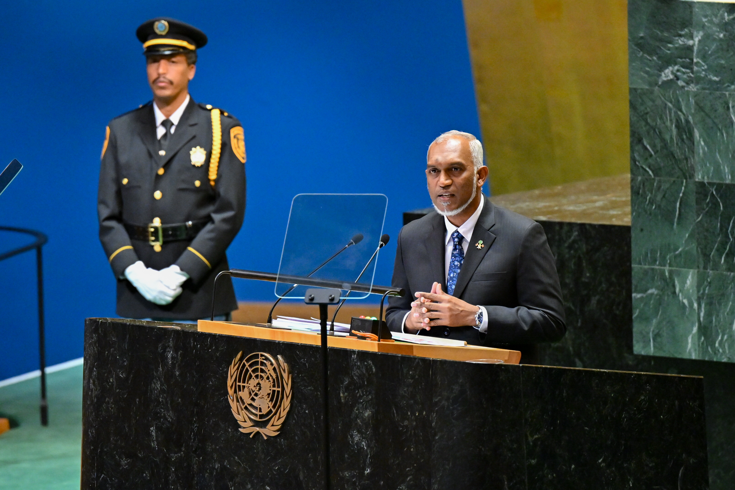 President Dr. Mohamed Muizzu addressing the 79th session of the UN General Assembly