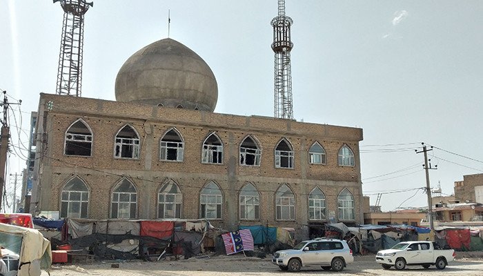 The general view of a mosque is pictured after a bomb blast that reportedly killed 14 people in Mazar-i-Sharif on April 21, 2022. (Photo: AFP)