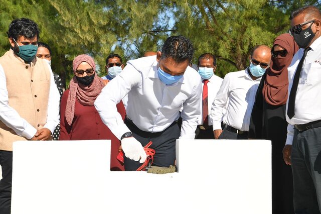 Vice President Faisal Naseem attending the groundbreaking ceremony of Drug Detoxification and Community Rehabilitation Centre in Addu City.