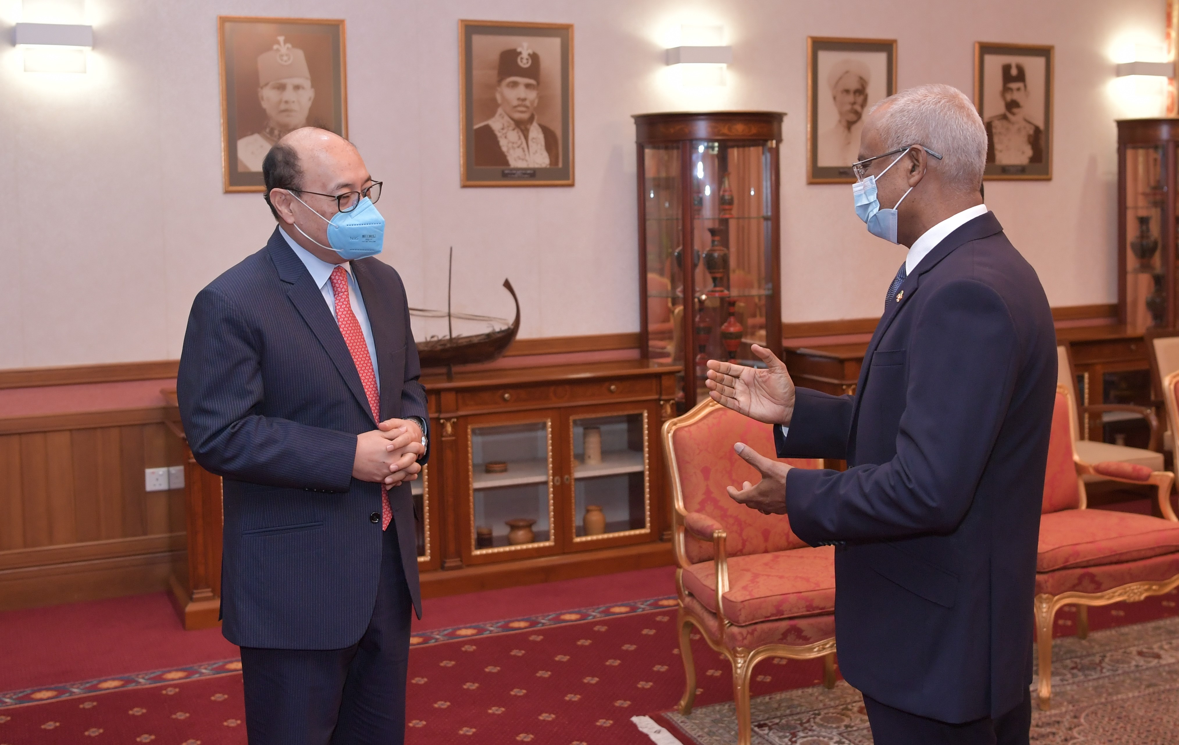 Foreign Secretary of the Republic of India, His Excellency Harsh V Shringla and President Ibrahim Mohamed Solih.