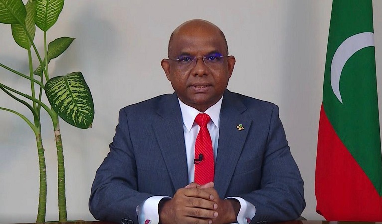 Minister of Foreign Affairs Mr Shahid addressing during a virtual reception held to celebrate the 71st anniversary of founding of China