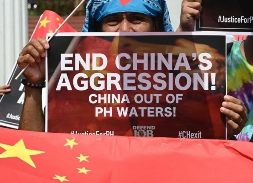 An anti-China activists during a protest at a park in Manila in 2019. (Photo: AFP)